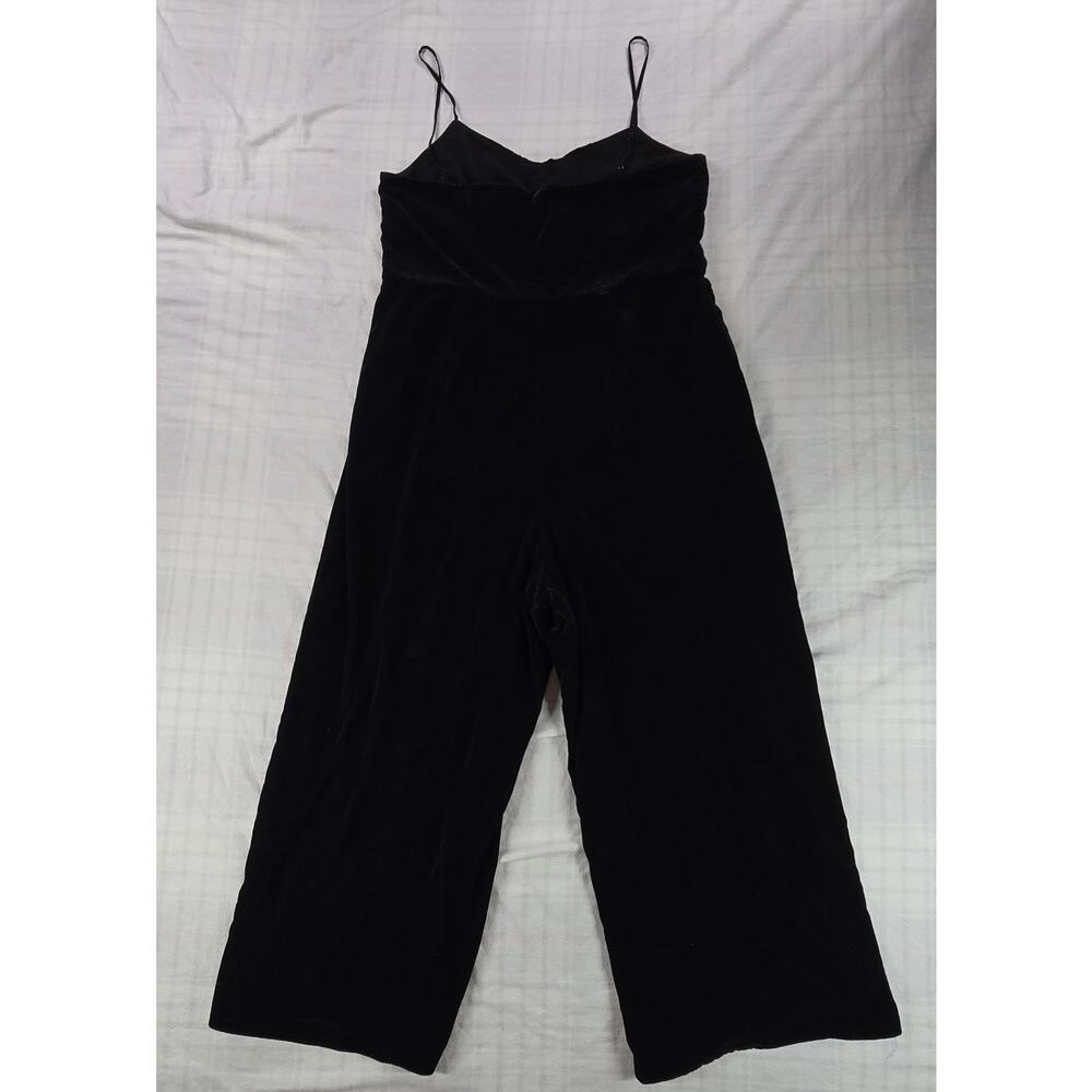 J. CREW Velvet Spaghetti Strap Wide Leg Cropped Jumpsuit Whimsigoth Black 12 - Picture 2 of 14
